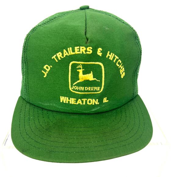Vintage John Deere Green Snapbak Trucker Hat LOGO Embroidered - Picture 6 of 6